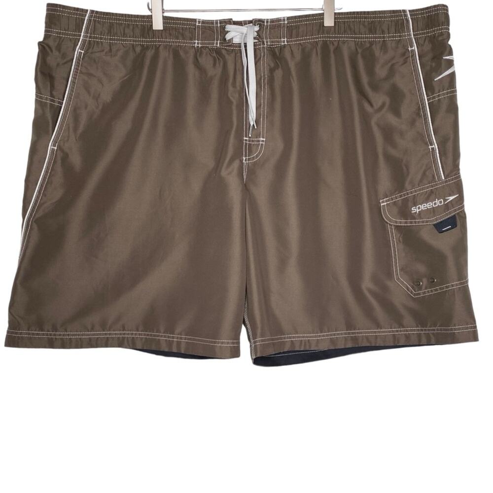 Speedo Marina Volley Swim Trunks Brown Knee Length Boardshorts Men's Size XXL